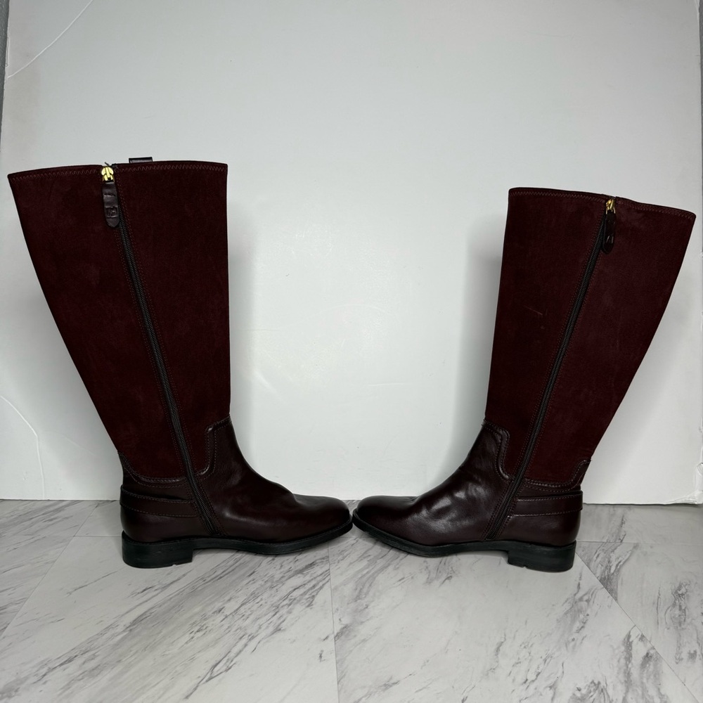 Franco Sarto Merina Burgundy Brown Wide Calf Tall Riding Boot 8M - Picture 5 of 15